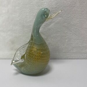 VTG Fratelli Toso Murano Art Glass  Duck Gold Flakes Handblown  Retro